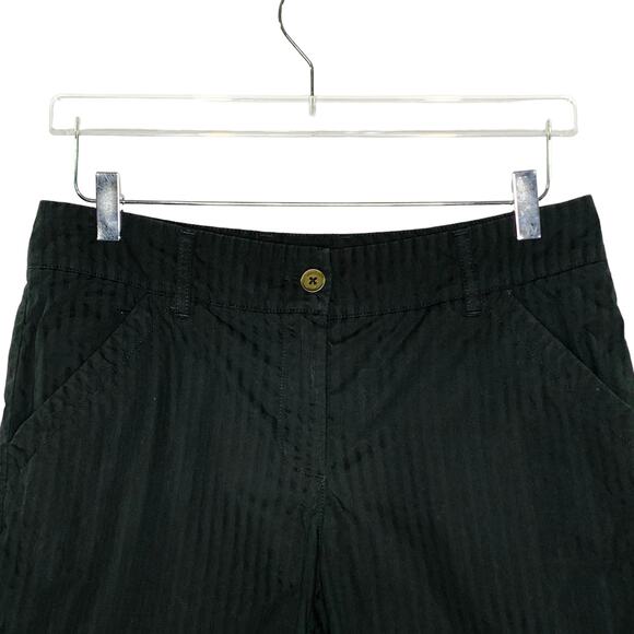 Burberry 8 Womens Washed Black Tailored Striped Cotton Shorts Bermuda - Picture 4 of 9